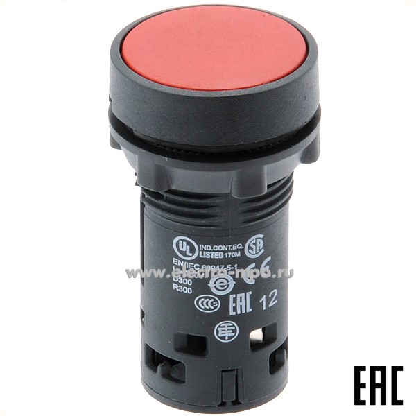 А6304. Выключатель кнопочный XB7NA42 красный 1р без фиксации без подсветки (Schneider Electric)