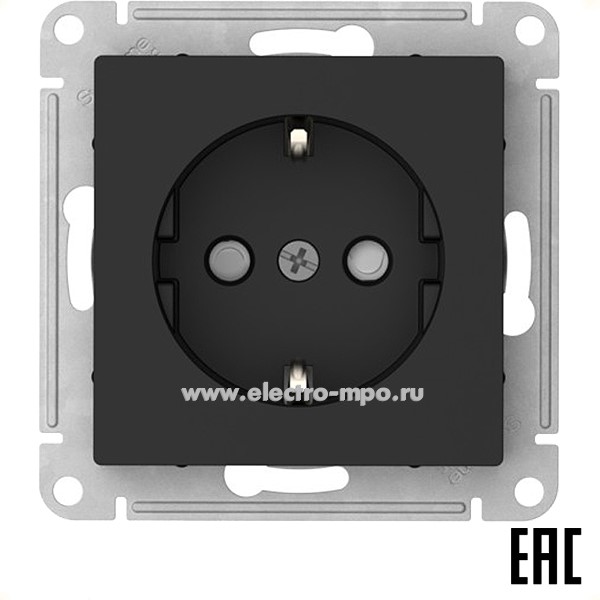 Ю52. Механизм AtlasDesign ATN001045S розетки "евро" со шторками безвинт. зажим. с/п карбон (SE)