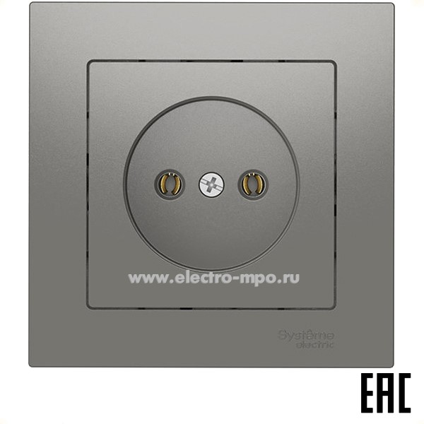 Ю52. Розетка AtlasDesign ATN000940S безвинт. зажим. с/п сталь (Systeme Electric)
