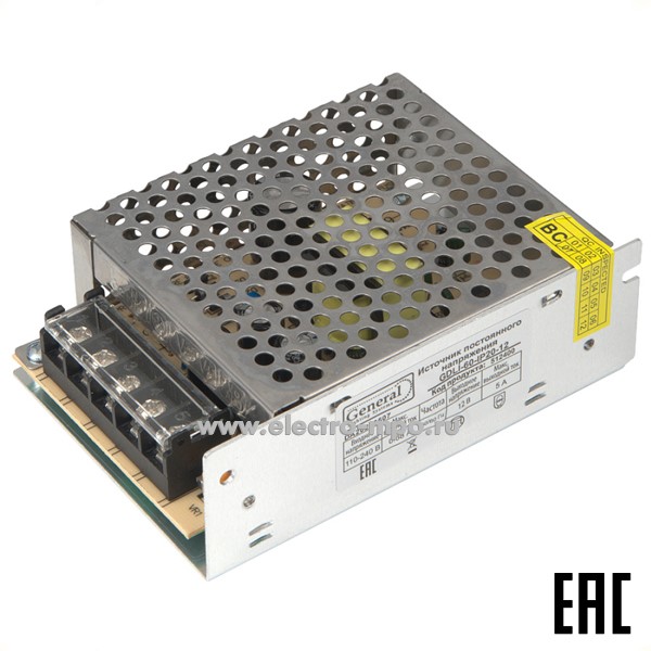 С1064. Блок питания 519123 GDLI-400-IP20-12 к светодиодной ленте 220В/12В пост. тока 400Вт (General)