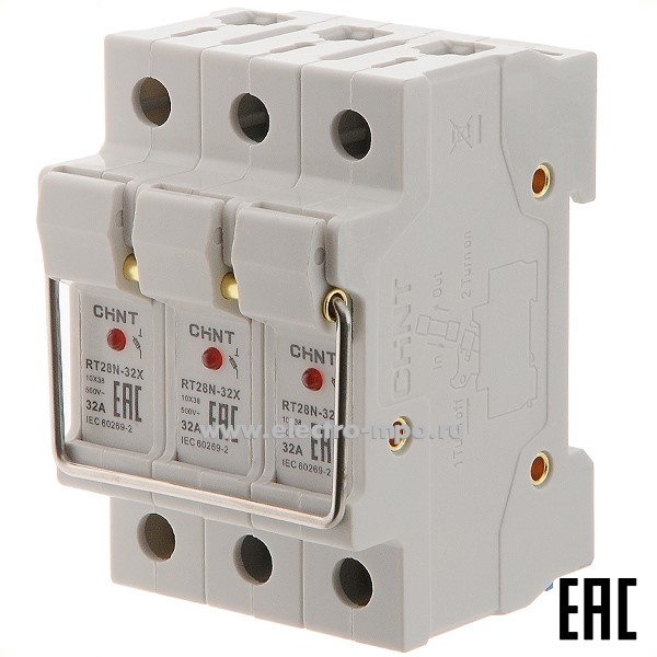 А2323. Держатель 520517 RT28N-63X 3Р 63А для плавкой вставки 14х51мм (CHINT)