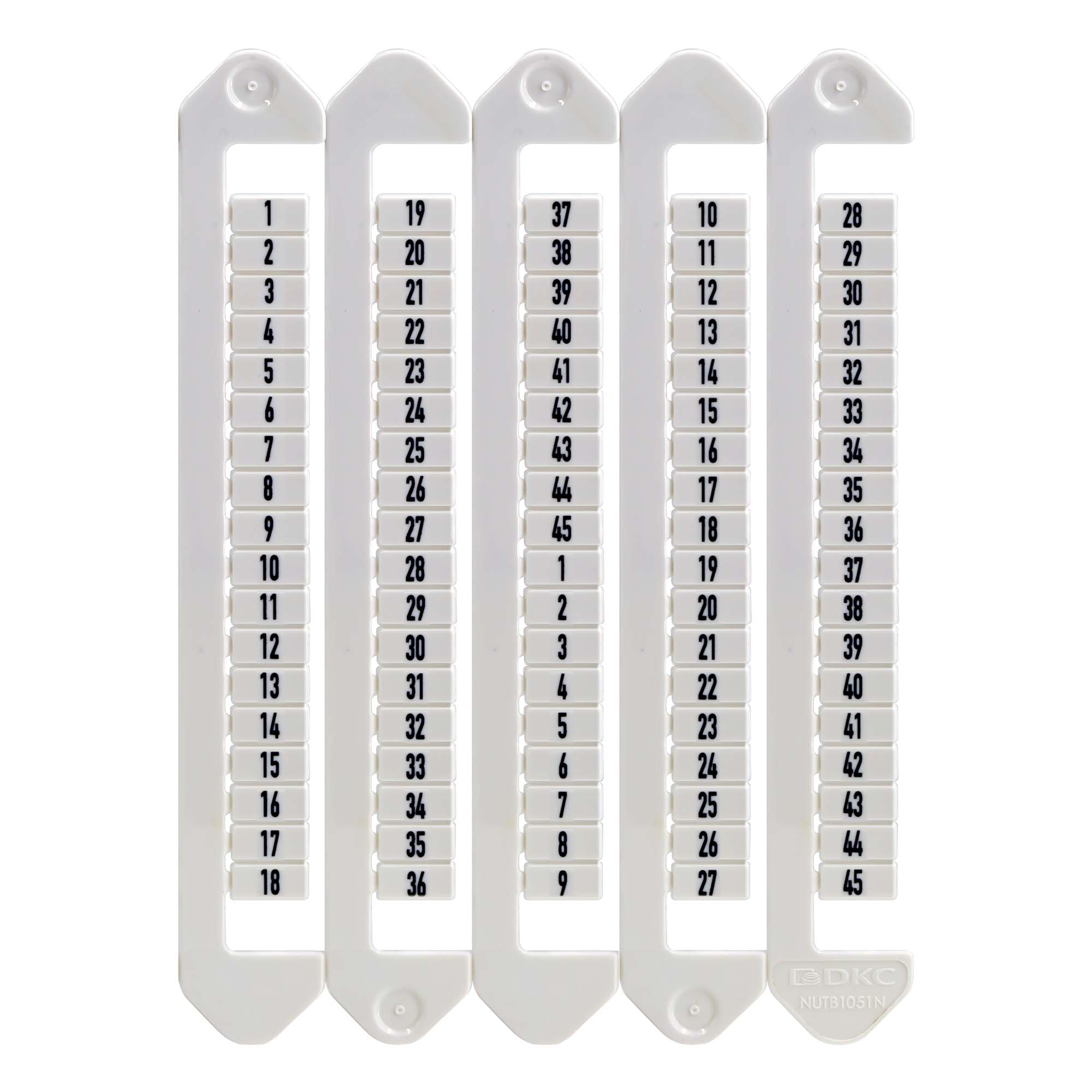М31. Маркировка NUTB-5-1-45V для клемм, ширина 5 мм, от 1 до 45, вертикалная  (ДКС)