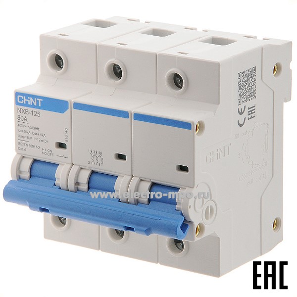 К9686. Автоматический выключатель NXB-125  816140 /3P/ D80A  10 кА (CHINT)