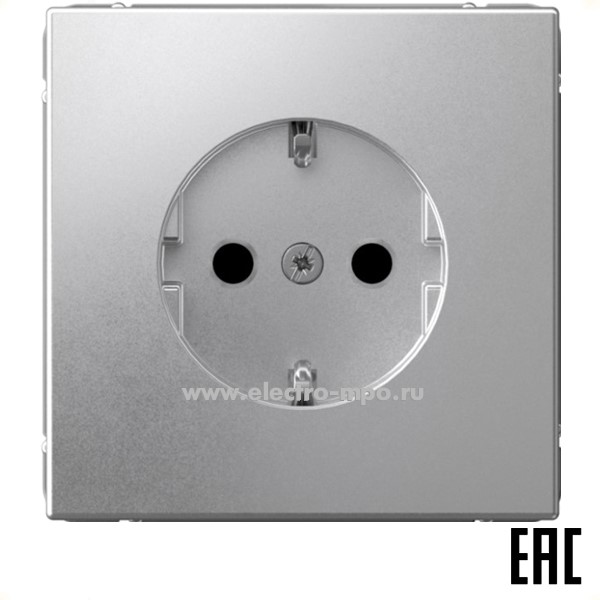Р34. Механизм ArtGallery GAL000345S розетки "евр" со шторками безвинт. зажим с/п алюминий (SE)