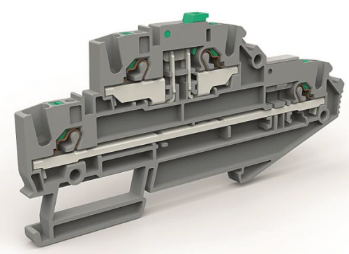К23. Двухуровневая ZEFDS210GR клемма с размыкателем на 2,5  (ДКС)