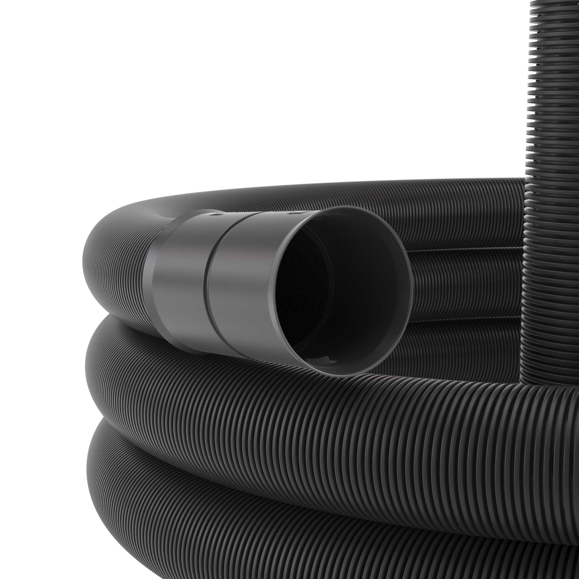 Т19. Двустенная 140911A труба ПНД гибкая дренажная д.110мм, SN6, перфорация 360град., в бухте  (ДКС)