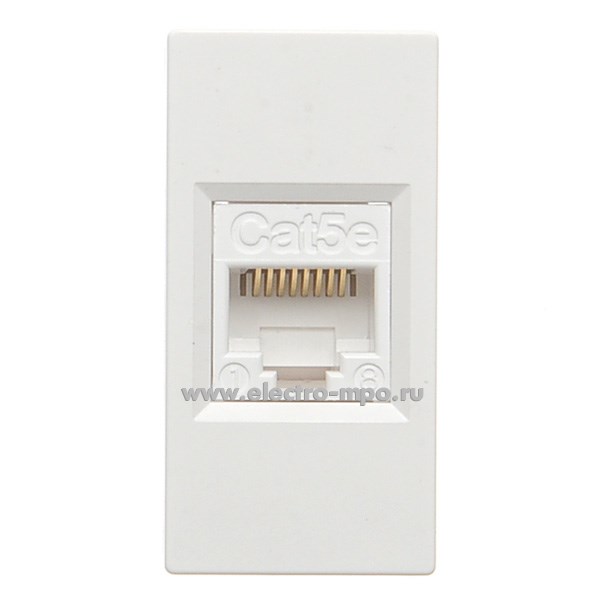 Р97. Механизм W45 RIN-145K5E-B компьютерной розетки RJ45 5e с/п 1 модуль белый (RAL9003) (Systeme Electr