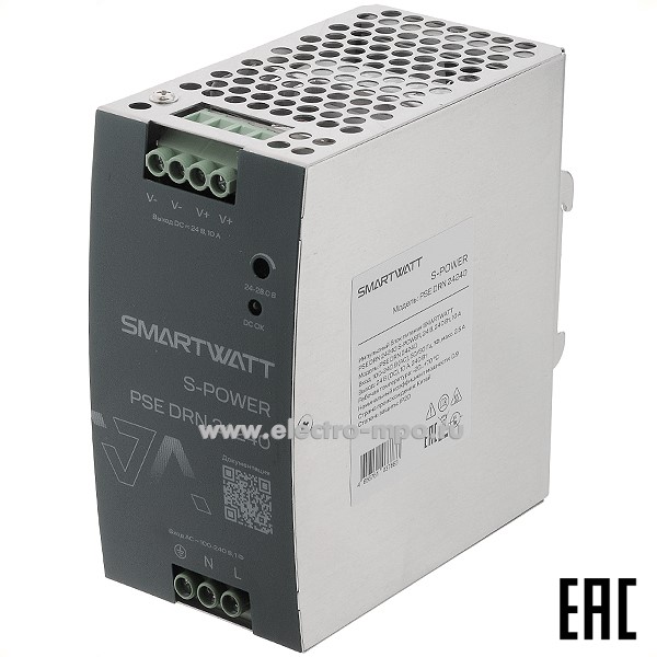 Б5216. Блок питания PSE DRN 24240 1ф Мощность 240Вт выход 24В пост. тока 10А (SMARTWATT)