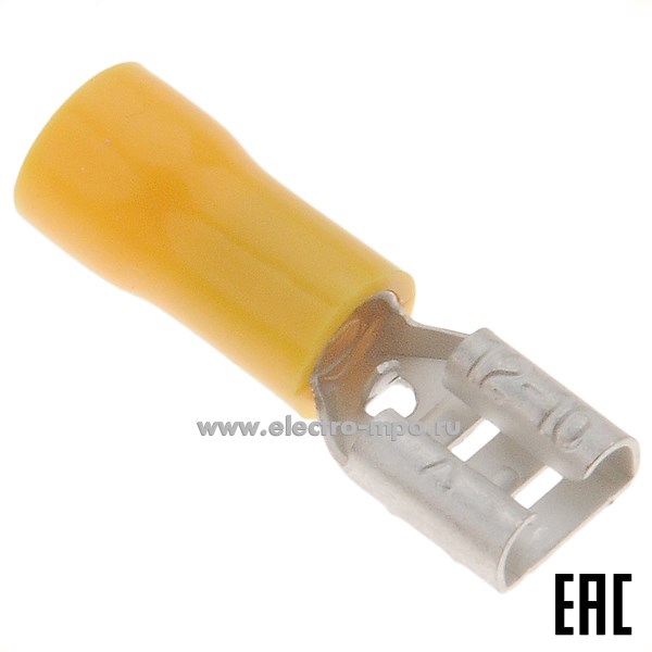 Г9754. Разъем 47514 плоский РпИм 6,0-(6,3) латунный изолированный "мама" 4-6мм2, ПВХ (КВТ)