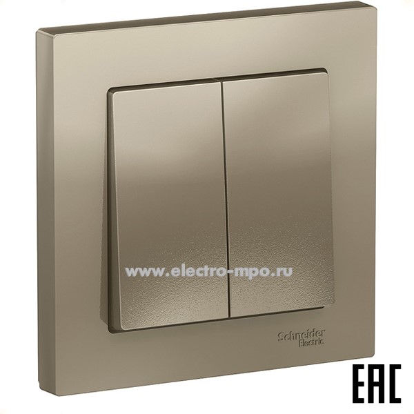 Ю41. Выключатель AtlasDesign ATN000552 2 кл. с/п шампань (Systeme Electric)