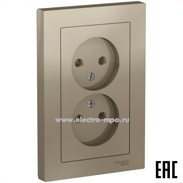 Ю41. Розетка AtlasDesign ATN000520 двойная с/п шампань (Systeme Electric)