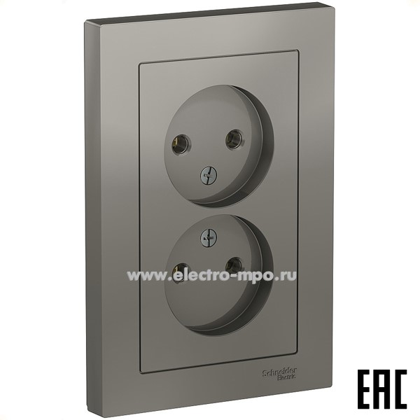 Ю47. Розетка AtlasDesign ATN000920 двойная с/п сталь (Systeme Electric)