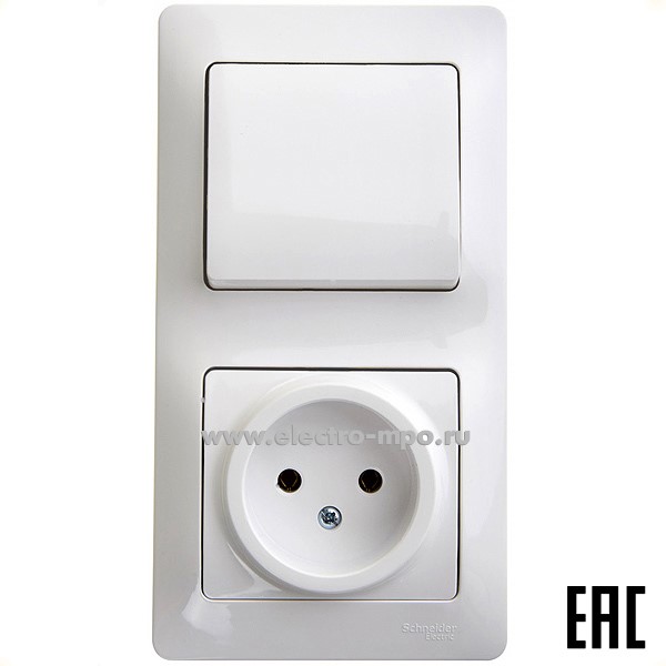 Р16. Блок Glossa GSL000160 выкл. 1кл.+ розетка с/п белый (Systeme Electric)