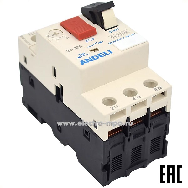 А82. Автомат для запуска двигателя GV3-M80 56А~80A кнопочный ADL06-639 (ANDELI)