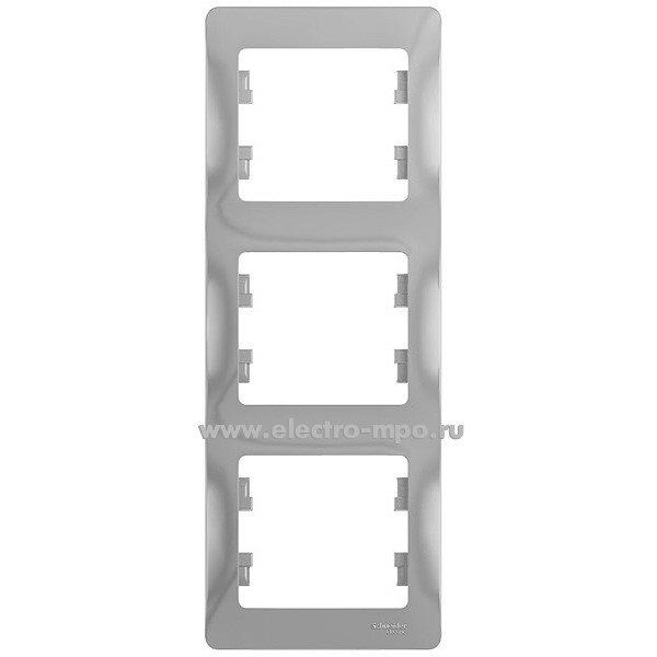 Ю1046. Рамка-3 Glossa GSL000307 вертикальная алюминий (Systeme Electric)