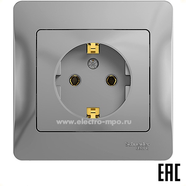 Ю1001. Розетка Glossa GSL000342 "евр" с/п алюминий (Systeme Electric)