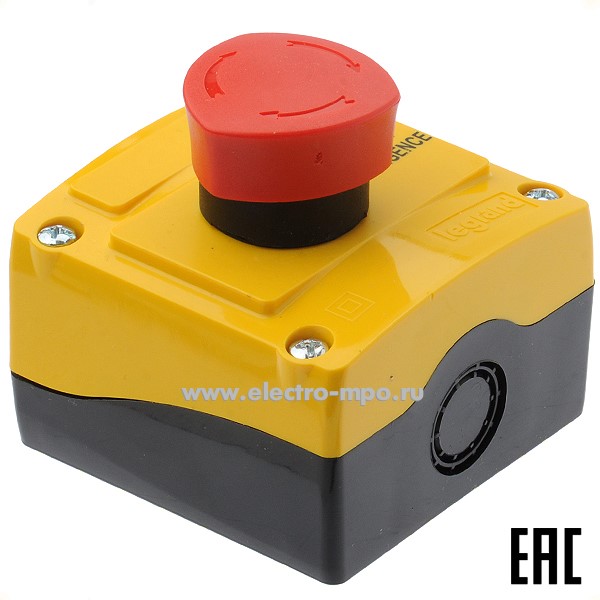 К9091. Кнопочный пост желтый с красной кнопкой \"Гриб\" 40мм 1р с ...