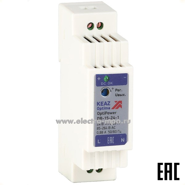 К99. Блок питания OptiPower DR-15-24-1 0,63А 284543 (КЭАЗ)
