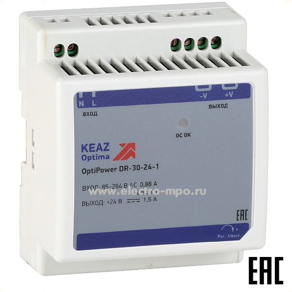 К99. Блок питания OptiPower DR-30-24-1 1,25А 284544 (КЭАЗ)