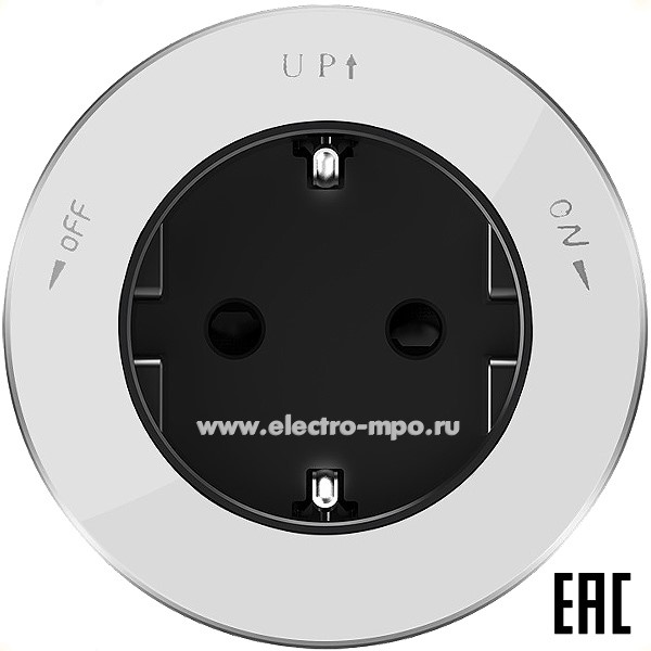 Ю1354. Розетка MultiTrack MTK13001W "евро" со шторками круглая белый (Systeme Electric)