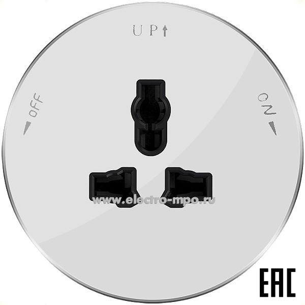 Ю1355. Розетка MultiTrack MTK13002W универсальная 13А/250В круглая белый (Systeme Electric)