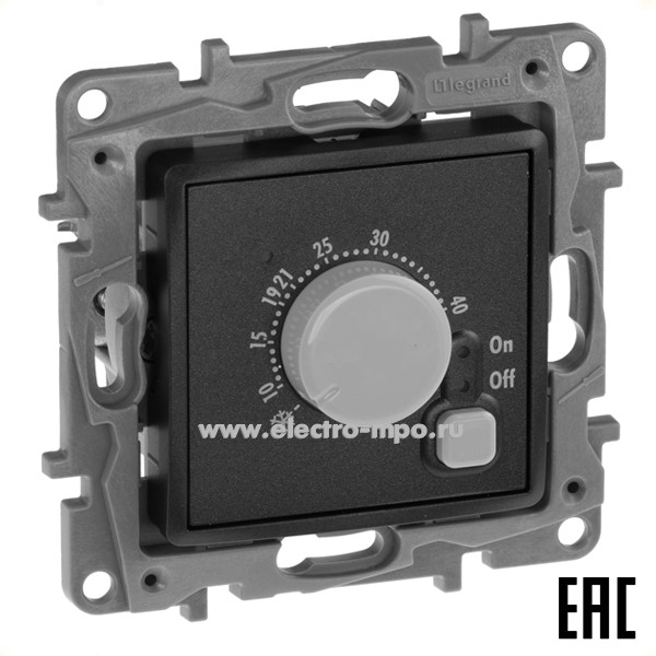 Ю2645. Механизм Etika 672630 регулятора теплого пола 7-50град. С с/п антрацит (Legrand/Daccord)