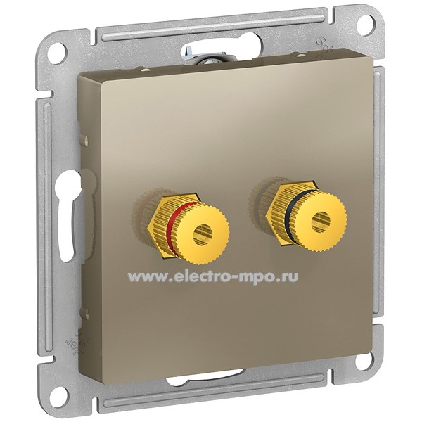 Ю41. Механизм AtlasDesign ATN000587 аудиорозетки двойной шампань (Systeme Electric)