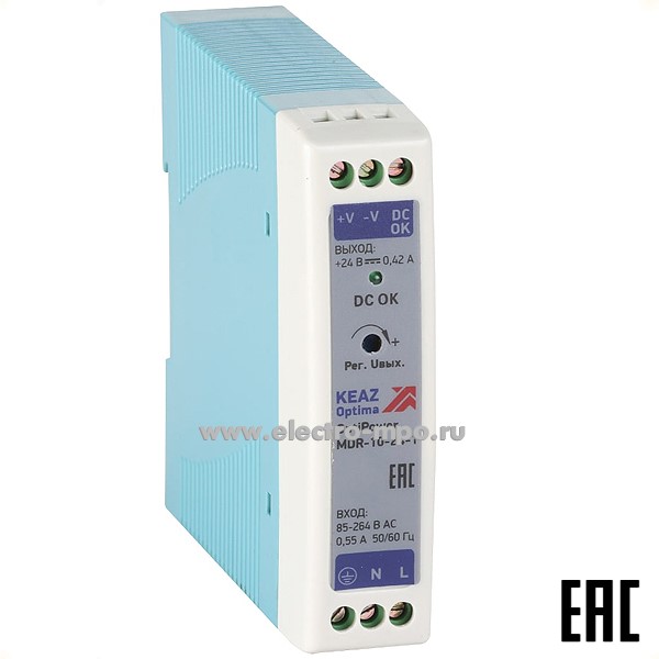 К99. Блок питания OptiPower MDR-10-24-1 0,42А 284538 (КЭАЗ)