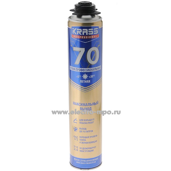 М7012. Пена 8310606/9591608 монтажная "KRASS Professional V70 Пистолетная" 890мл (KRASS)