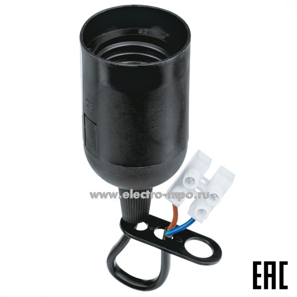 Р1181. Патрон 71288 NLH-P-F-BL-E27-TB 4А 250В подвесной с проводом и клеммником чёрный (Navigator)