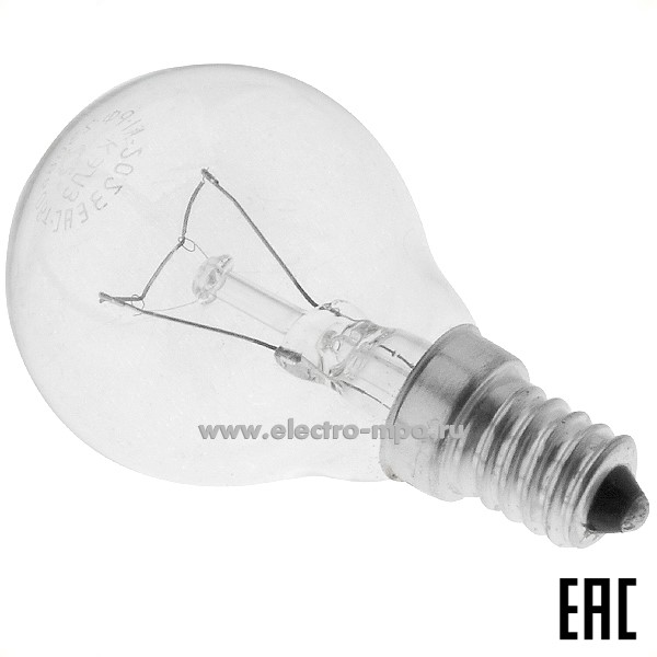 Л6103. Лампа 60Вт ДШ-60Вт Е14 накаливания "шарик" прозрачная (КЭЛЗ)