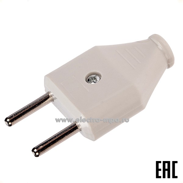 Р38. Вилка 11-8946 прямая без з/к 6А плоская белая (Rexant)