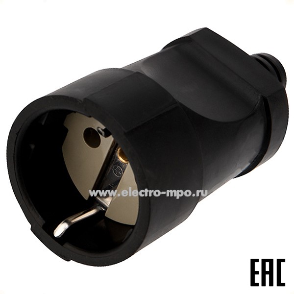 Р38. Розетка 11-8529 разборная Евро с з/к 16А черная (Rexant)