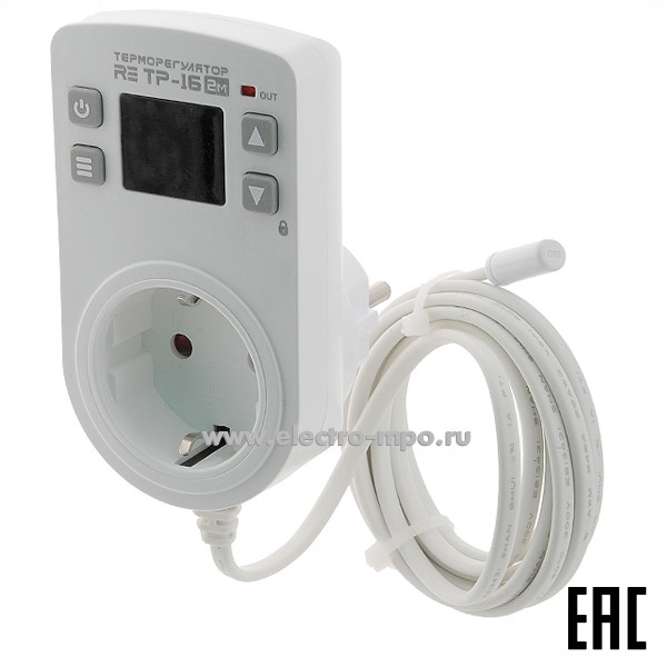 А6057. Регулятор температуры RE ТР-16 2М 10А 220В Т=-55..+125 град С с датчиком 2 метра (ROSTOKELECTRO)