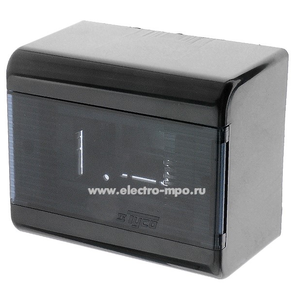 Е0917. Бокс 68026Ч черный на 6 модулей с клеммником с прозрачной дверцей IP40 (Рувинил Москва)