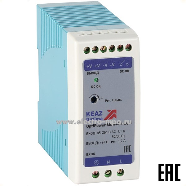 К99. Блок питания OptiPower MDR-40-24-1 1,7А 284540 (КЭАЗ)