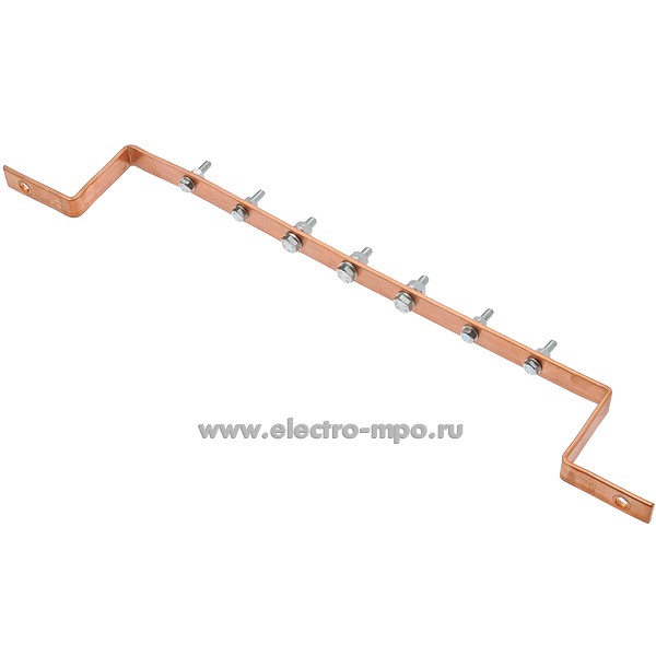 Э1498.Шина РЕ земля на 7 присоединений медь 200А на монт.плату шириной от 400мм (МПО Электромонтаж)