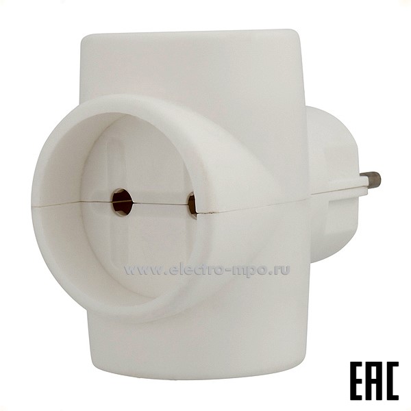 Р43. Тройник 11-1068 электрический 6A б/з белый 220В (Rexant)