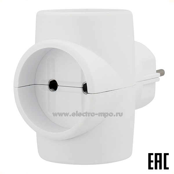 Р43. Тройник 11-1081 электрический 6А б/з белый 220В (Rexant)
