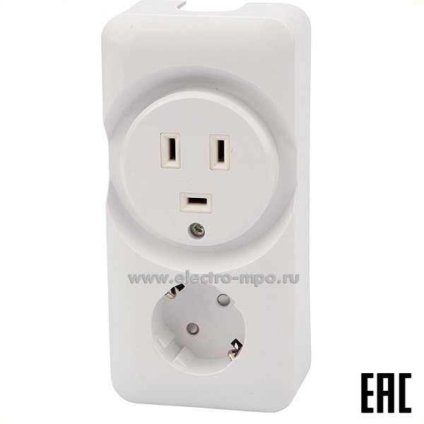 Р55. Розетка 11-8982 РШ/Евро двойная для электрической плиты 32А/16A 250В 2Р+РЕ (ОУ) белая (Rexant)