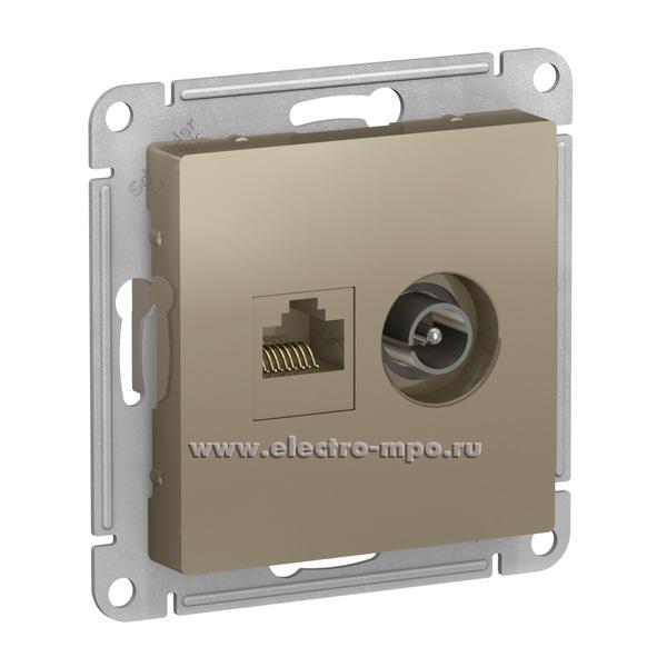 Ю4158. Механизм AtlasDesign ATN000589 TV розетки + RJ45 5e с/п шампань (Systeme Electric)
