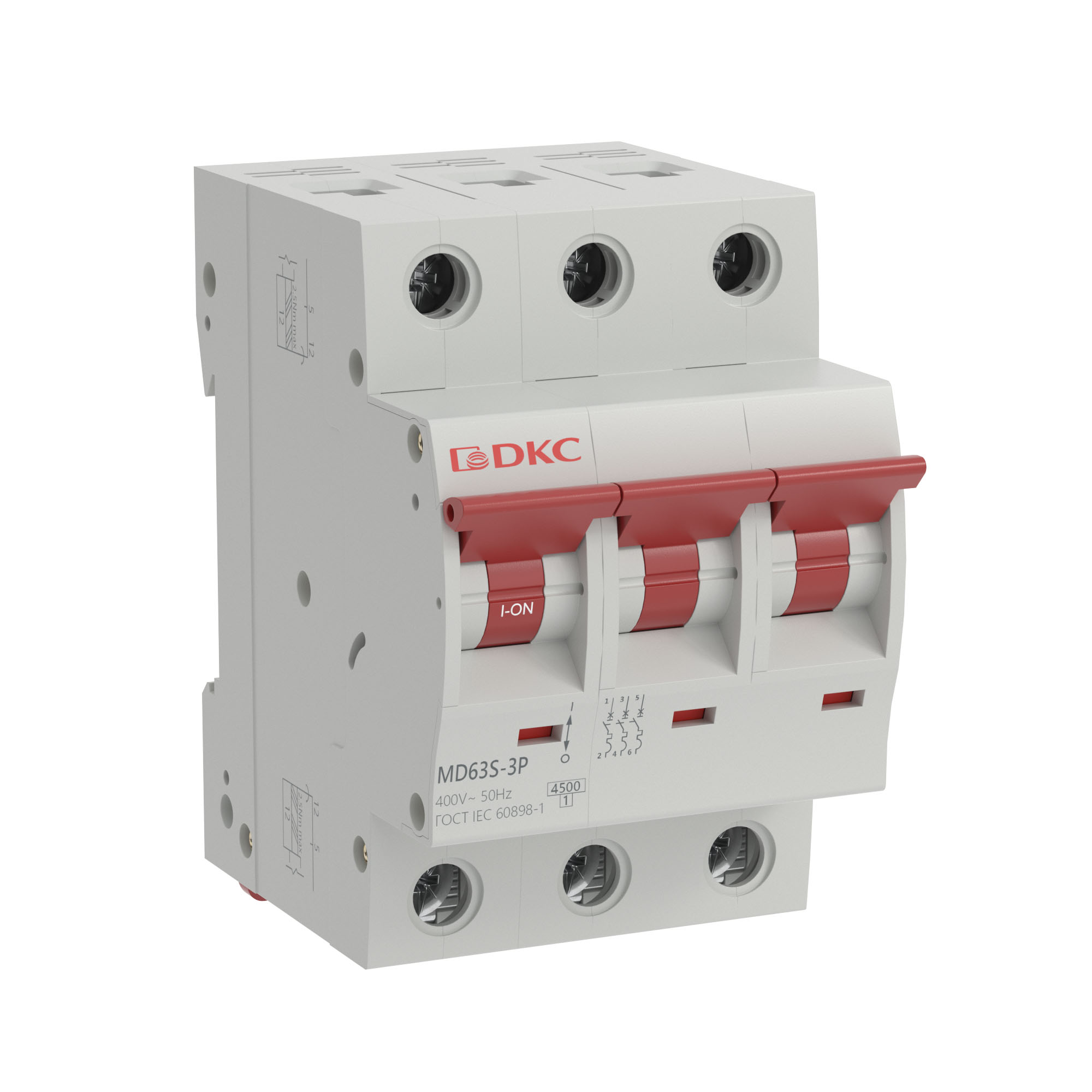 А20. Автоматический MD63S-3PD63 выключатель модульный YON max типа MD63S, 4,5кА, 3 полюса, хар-ка  (ДКС)