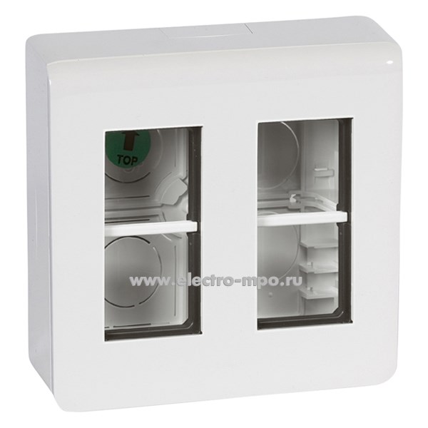 Р2566. Набор Mosaic 078886L (коробка, суппорт, рамка) для открытого монтажа для 2х4 модулей белый (Legrand