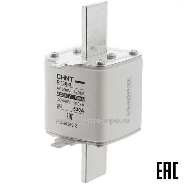 А2355. Плавкая вставка 521540  RT36-3-630  630А габарит 3 (CHINT)