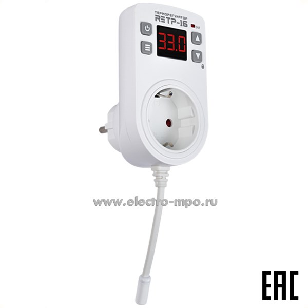 А6058. Регулятор температуры RE ТР-16 10А 220В Т=-55..+125 град С с датчиком 0,05 метра (ROSTOKELECTRO)