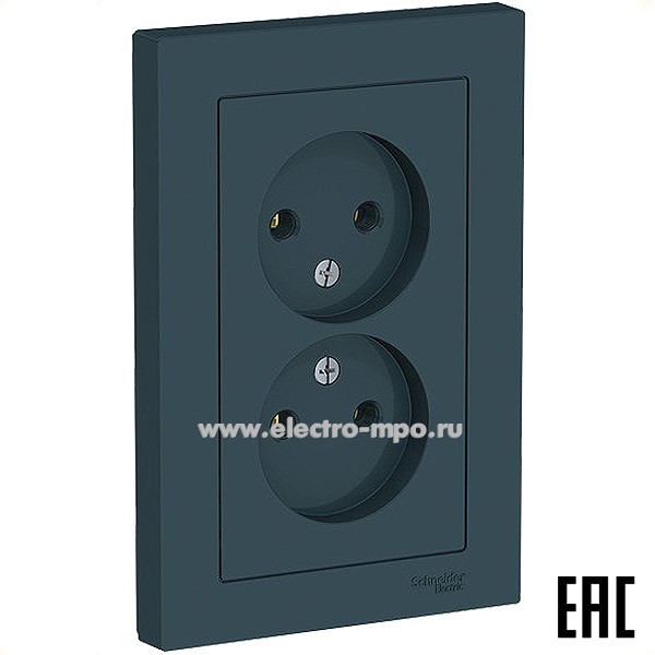 Ю51. Розетка AtlasDesign ATN000820 двойная с/п изумруд (Systeme Electric)