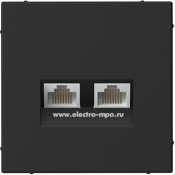 Р3227. Механизм ArtGallery GAL001085 розетки компьютерной 2 входа RJ45 5е с/п карбон (Systeme Electric)