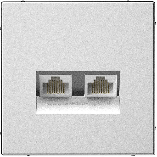 Р3327. Механизм ArtGallery GAL000985 розетки компьютерной 2 входа RJ45 5е с/п сталь (Systeme Electric)