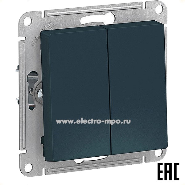 Ю51. Механизм AtlasDesign ATN000817 выключателя 2кл. кнопочный с/п изумруд (Systeme Electric)