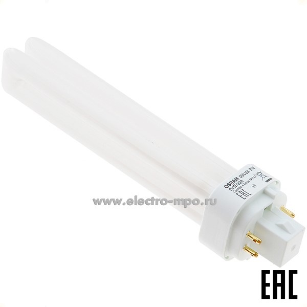 Л3448. Лампа 26Вт 22439/27235 DULUX D/E 26W/830 G24q-3 1750Лм 3000К компакт. люм. энергосберегающая (OSRAM